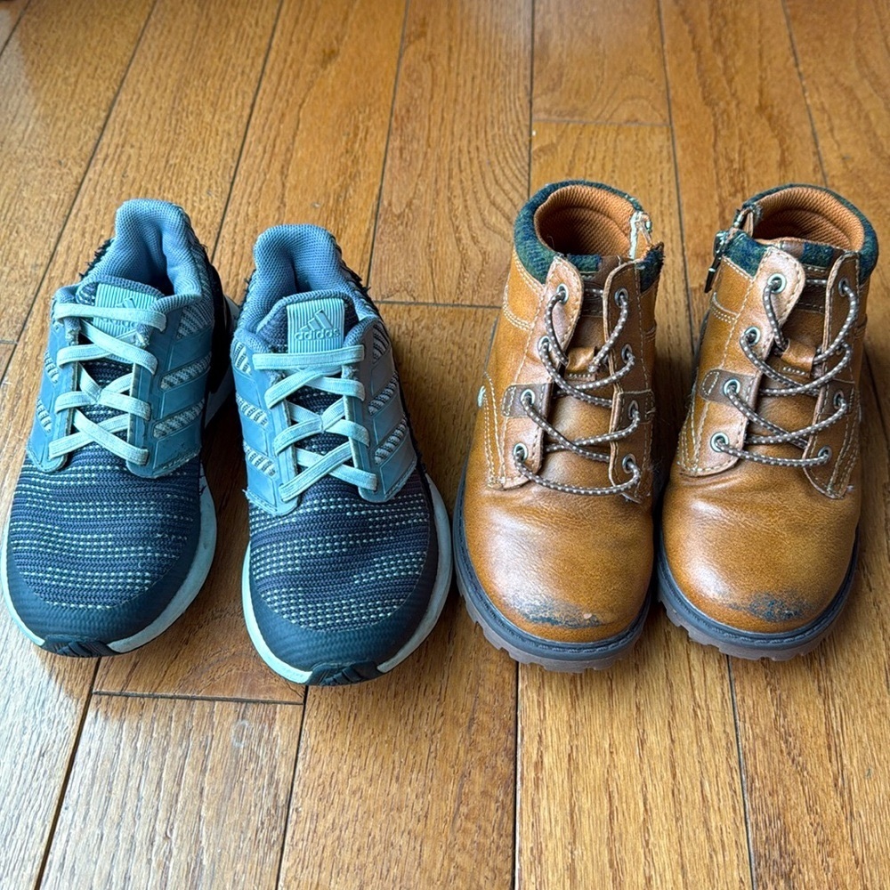 Dr. Schools boots and adidas sneakers in very good used condition both size 11